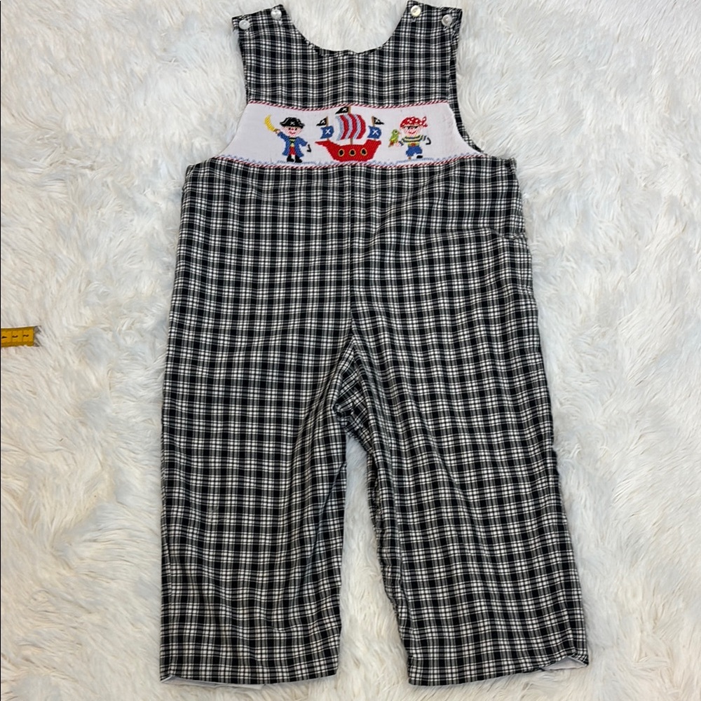 Anavini Hand Smocked Pirate Longall Romper Size 24 Months